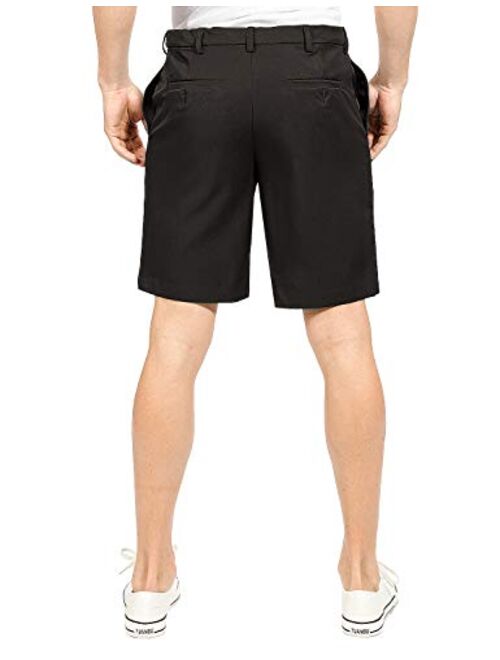 MAGE MALE Men's Shorts Classic Fit Stretch Solid Expandable-Waist Pleat Front Short