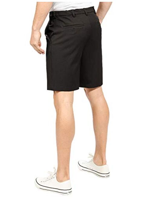 MAGE MALE Men's Shorts Classic Fit Stretch Solid Expandable-Waist Pleat Front Short