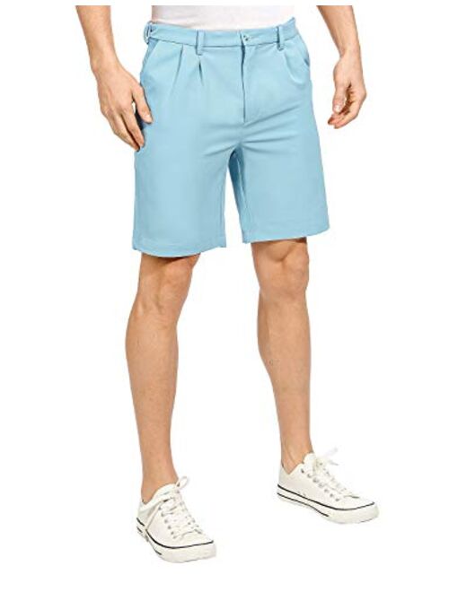 MAGE MALE Men's Shorts Classic Fit Stretch Solid Expandable-Waist Pleat Front Short