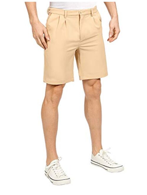 MAGE MALE Men's Shorts Classic Fit Stretch Solid Expandable-Waist Pleat Front Short