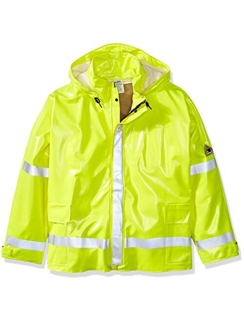 Bulwark Men's Hi-Visibility Flame-Resistant Big and Tall Rain Jacket