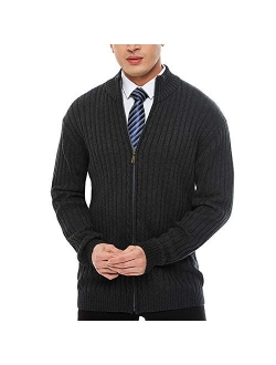 APRAW Men's Casual Slim Fit Cardigan Sweaters with Zipper Cotton Knitted Cardigan for Men