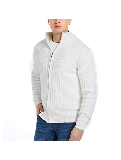 APRAW Men's Casual Slim Fit Cardigan Sweaters with Zipper Cotton Knitted Cardigan for Men