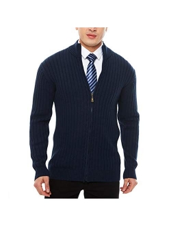 APRAW Men's Casual Slim Fit Cardigan Sweaters with Zipper Cotton Knitted Cardigan for Men