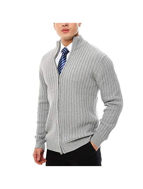 APRAW Men's Casual Slim Fit Cardigan Sweaters with Zipper Cotton Knitted Cardigan for Men