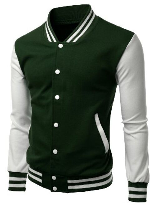 Xpril Men's Stylish Color Contrast Long Sleeves Varsity Jacket