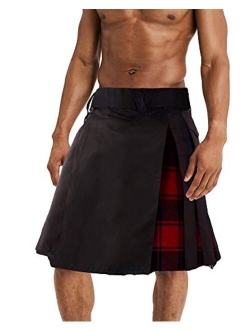 Mens Scottish Utility Kilt Tartan Pleated Irish Highland Plaid Kilts with Cargo Pockets