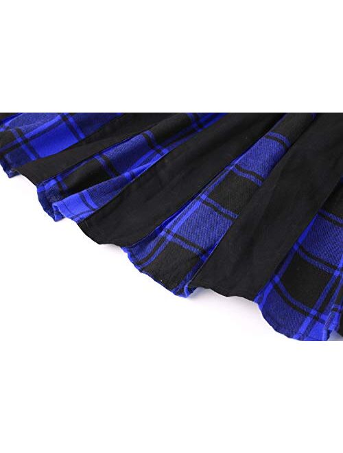 Mens Scottish Utility Kilt Tartan Pleated Irish Highland Plaid Kilts with Cargo Pockets