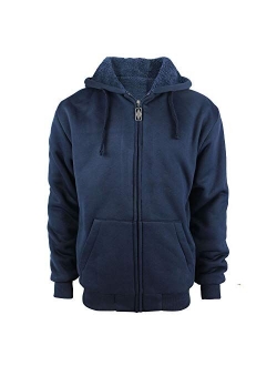 TanBridge Heavyweight Sherpa Lined Plus Sizes Warm Fleece Full Zip Mens Hoodie with Padded Sleeve & Rib Cuffs