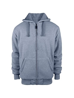 TanBridge Heavyweight Sherpa Lined Plus Sizes Warm Fleece Full Zip Mens Hoodie with Padded Sleeve & Rib Cuffs