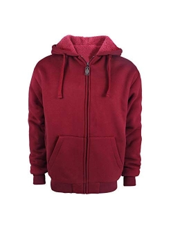 TanBridge Heavyweight Sherpa Lined Plus Sizes Warm Fleece Full Zip Mens Hoodie with Padded Sleeve & Rib Cuffs