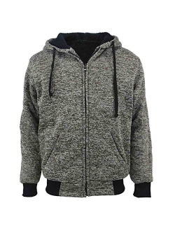 TanBridge Heavyweight Sherpa Lined Plus Sizes Warm Fleece Full Zip Mens Hoodie with Padded Sleeve & Rib Cuffs