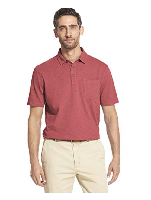 IZOD Men's Slim Fit Saltwater Dockside Short Sleeve Slub Solid Polo