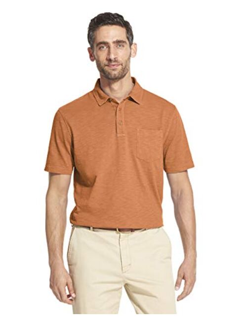 IZOD Men's Slim Fit Saltwater Dockside Short Sleeve Slub Solid Polo