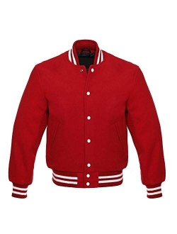 Faneca Fashion Men's All Wool Bomber Style Letterman Baseball Knit Rib Varsity Jacket