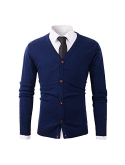 Beninos Mens Casual Slim Fit Basic Designed Button Down V-Neck Cardigan