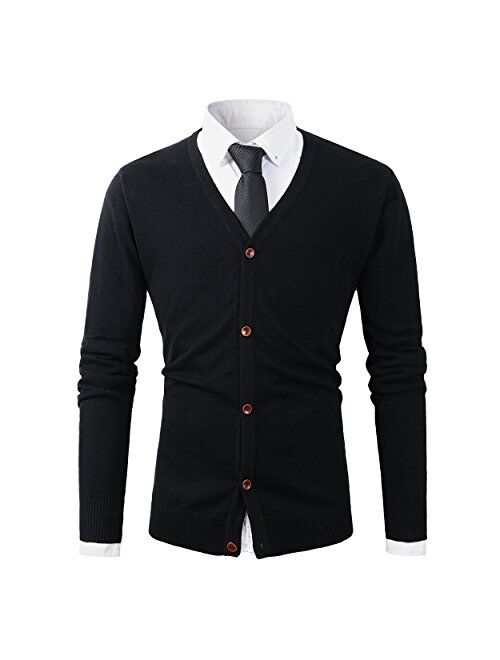 Beninos Mens Casual Slim Fit Basic Designed Button Down V-Neck Cardigan