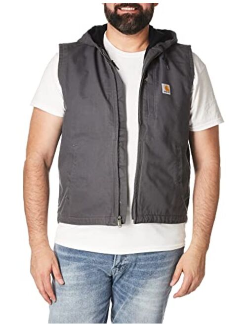 Carhartt Men's Knoxville Relaxed Fit Washed Duck Fleece-Lined Hooded Vest (Regular and Big and Tall Sizes)