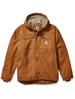 Men's Relaxed Fit Washed Duck Sherpa-Lined Utility Jacket