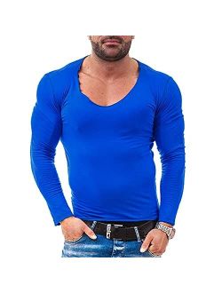 Muscle Alive Mens Summer Casual Short Sleeve Henleys T-Shirt Single Button Placket Plain v Neck Shirts