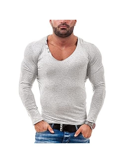 Muscle Alive Mens Summer Casual Short Sleeve Henleys T-Shirt Single Button Placket Plain v Neck Shirts