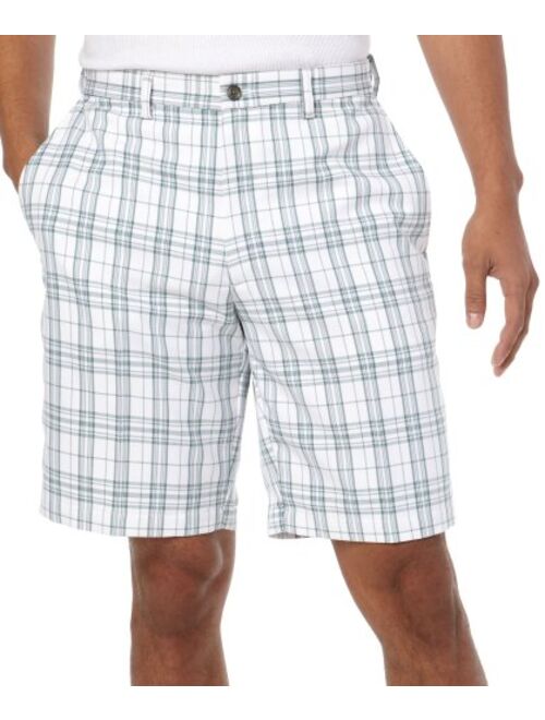 Haggar Men's Big and Tall Cool 18 Expandable-Waistband Woven Plaid Short