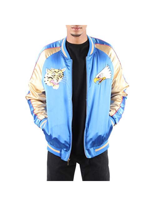 Unisex Royal Blue/Gold Eagle Tiger Souvenir Jacket