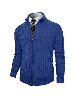 Men's Cardigan Sweater Slim Fit with Full Zip and Pockets