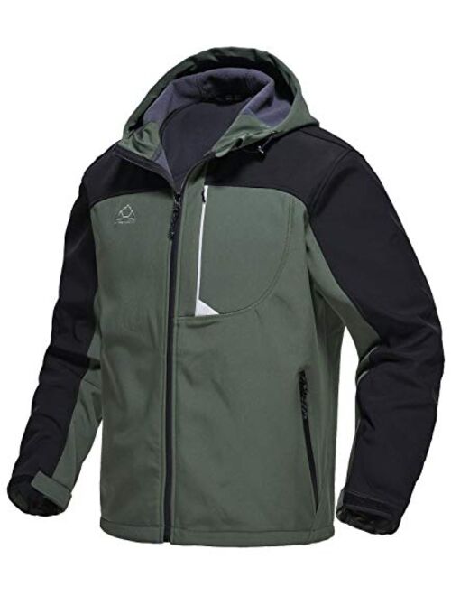 Rdruko Men's Outdoor Softshell Jacket Fleece Lined Waterproof Tactical Hiking Climbing Hooded Jacket