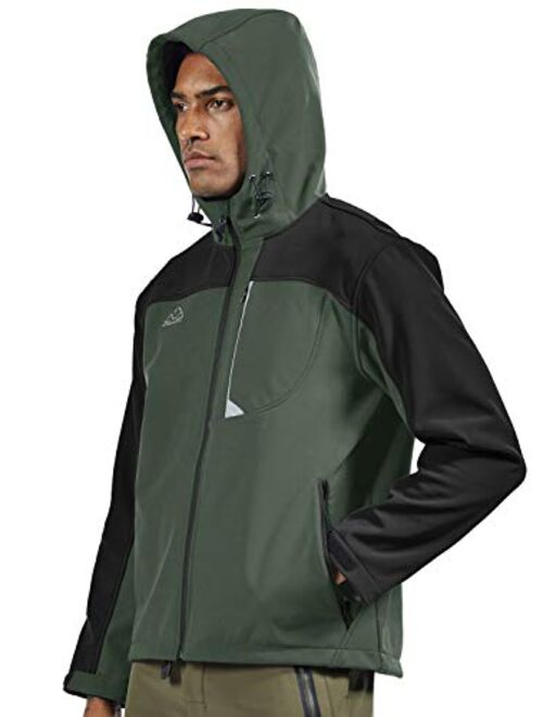 Rdruko Men's Outdoor Softshell Jacket Fleece Lined Waterproof Tactical Hiking Climbing Hooded Jacket