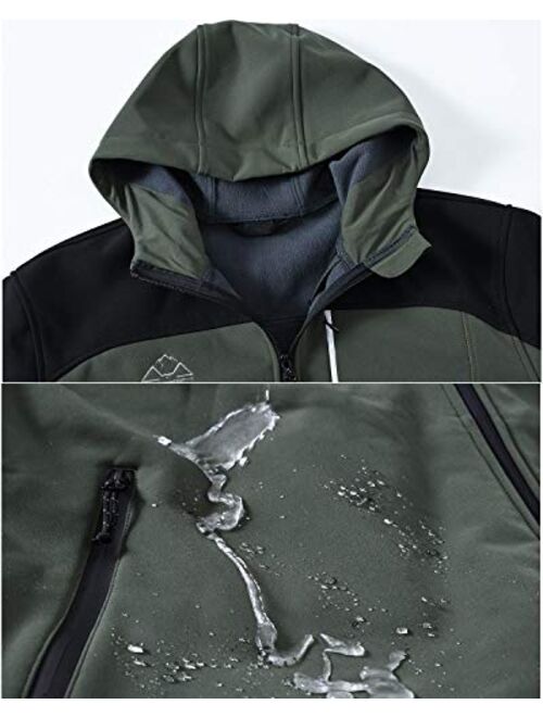 Rdruko Men's Outdoor Softshell Jacket Fleece Lined Waterproof Tactical Hiking Climbing Hooded Jacket