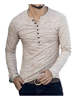 KUYIGO Mens Casual Slim Fit Basic Henley Short Sleeve Fashion Summer T-Shirt