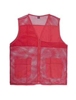 TOPTIE Adult Mesh Zipper Supermarket Vest Team Volunteer Uniform Vest