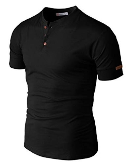 H2H Mens Casual Premium Slim Fit Henley T-Shirts Short Sleeve Lightweight