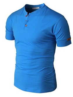 H2H Mens Casual Premium Slim Fit Henley T-Shirts Short Sleeve Lightweight