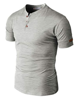 H2H Mens Casual Premium Slim Fit Henley T-Shirts Short Sleeve Lightweight