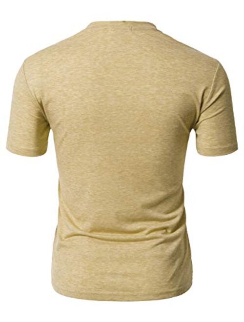 H2H Mens Casual Premium Slim Fit Henley T-Shirts Short Sleeve Lightweight