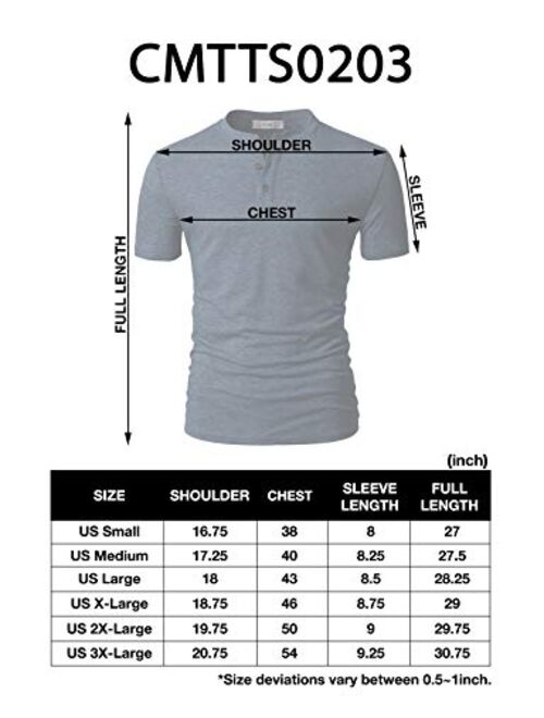 H2H Mens Casual Premium Slim Fit Henley T-Shirts Short Sleeve Lightweight