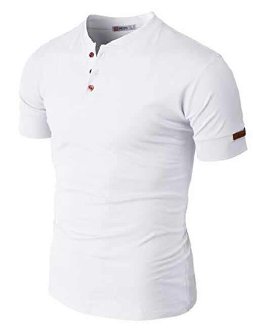 H2H Mens Casual Premium Slim Fit Henley T-Shirts Short Sleeve Lightweight