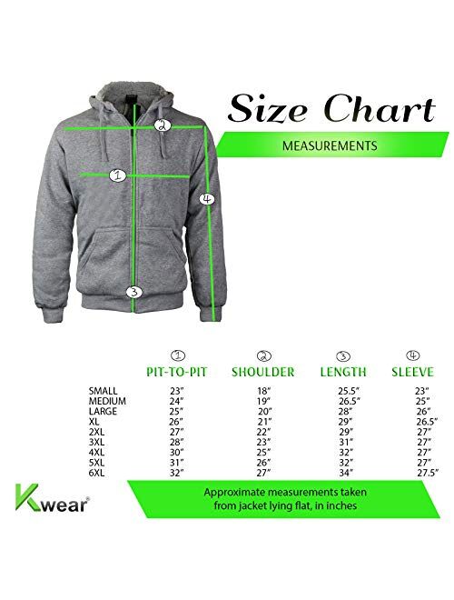 vkwear Men's Athletic Soft Sherpa Lined Fleece Zip Up Hoodie Sweater Jacket