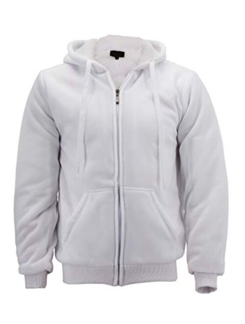 vkwear Men's Athletic Soft Sherpa Lined Fleece Zip Up Hoodie Sweater Jacket