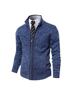 Pioneer Camp Men's Cardigan Sweaters Full Zip Up Stand Collar Slim Fit Casual Knitted Sweater with 2 Front Pockets