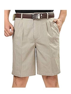 Men's Classic Fit Pleat Front Wrinkle Free Shorts Solid Casual Fashion Short