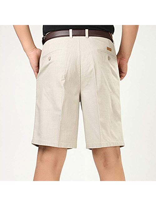 Men's Classic Fit Pleat Front Wrinkle Free Shorts Solid Casual Fashion Short