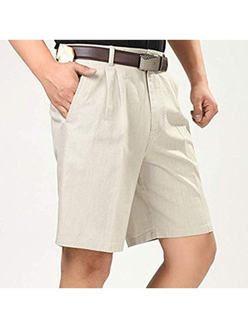 Men's Classic Fit Pleat Front Wrinkle Free Shorts Solid Casual Fashion Short