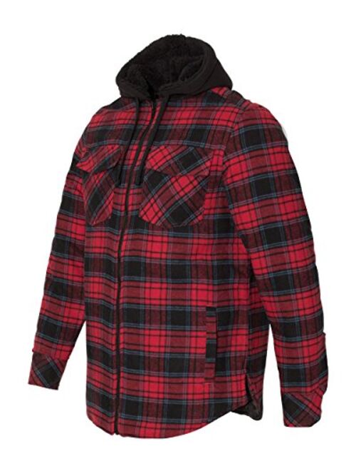 Burnside Men's 8620 Plaid Quilted Lined Flannel Full-Zip Hooded Jacket