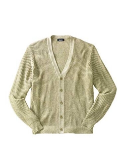 KingSize Men's Big and Tall Shaker Knit V-Neck Cardigan Sweater