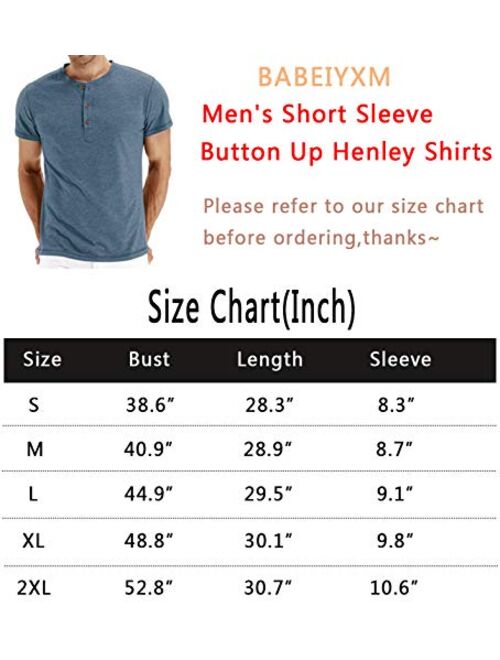 BABEIYXM Men's Henley Shirts Buttons Short Sleeve Casual Tops with Pocket Slim Fit T-Shirts