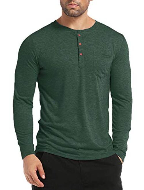 BABEIYXM Men's Henley Shirts Buttons Short Sleeve Casual Tops with Pocket Slim Fit T-Shirts