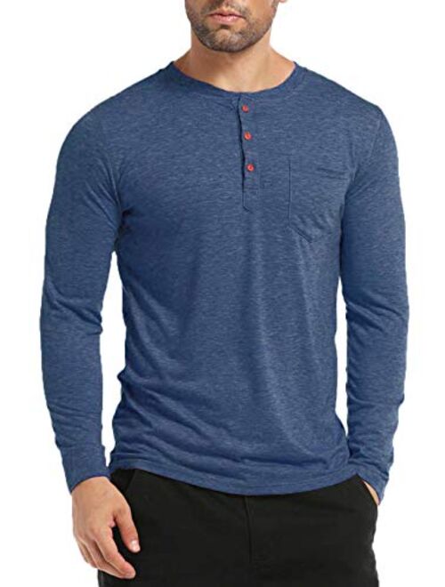 BABEIYXM Men's Henley Shirts Buttons Short Sleeve Casual Tops with Pocket Slim Fit T-Shirts